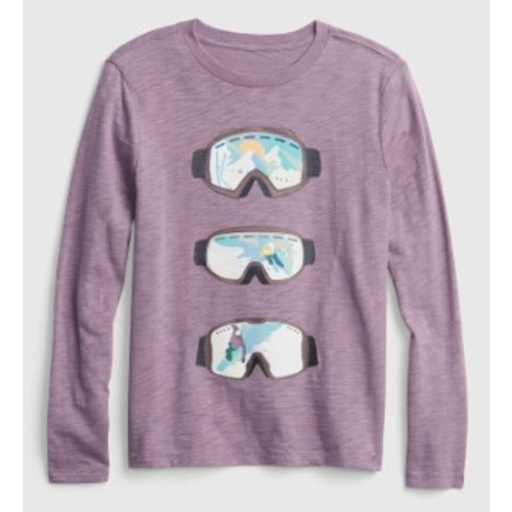 Gap Kids Long Sleeve Flash Skiing Graphic T Shirt Purple Size XS